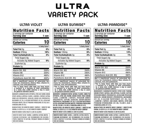 Monster Energy Ultra Variety Pack, POP, Sugar Free Energy Drink, 16 Ounce | Pack of 15